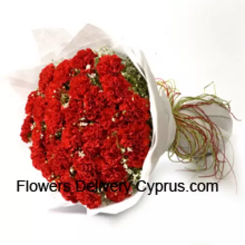 Bunch Of 36 Red Carnations With Seasonal Fillers